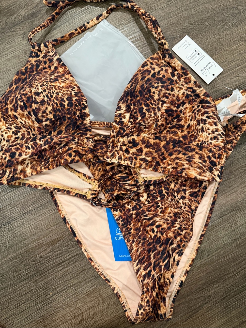 Cupshe Leopard Print Brown and Black Women’s Bikini Set